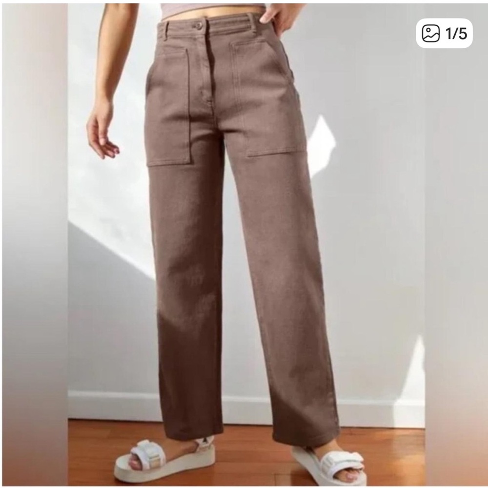 Aritzia Wilfred Free Straight Leg Jeans - Warm Brown